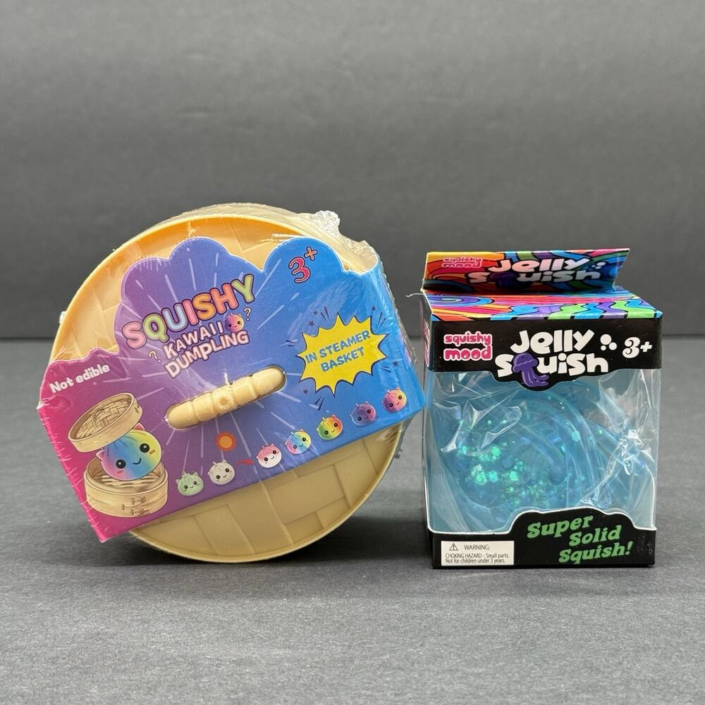 Rainbow Mystery Squishy Bun Dumplings Blind Surprise 3.5" & Jelly Squish Mood